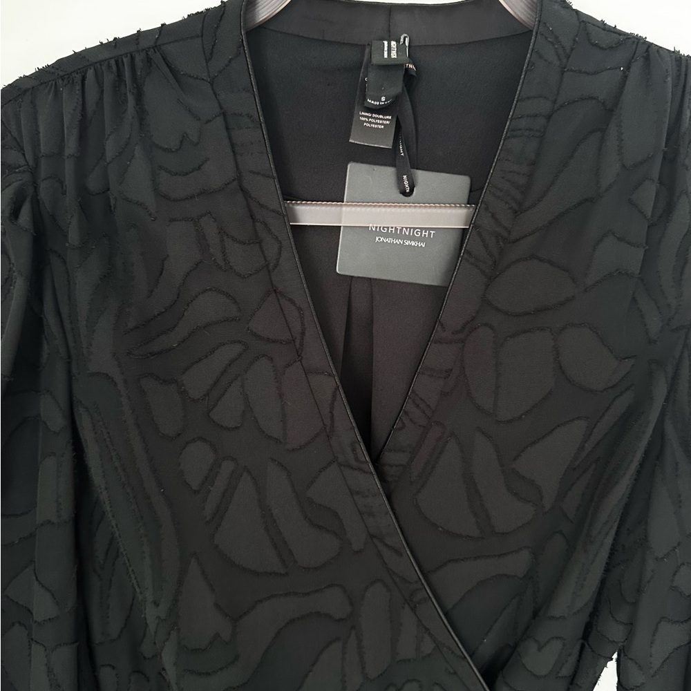 Jonathan Simkhai Night Night Fil Coupe Wrap Mini Dress in Black - Picture 7 of 8